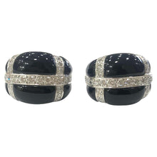 Load image into Gallery viewer, 18 Carat White Gold Onyx and Diamond Earrings
