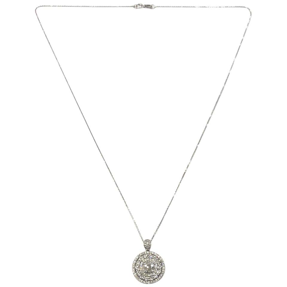 18 Carat White Gold Diamond Target Cluster Pendant