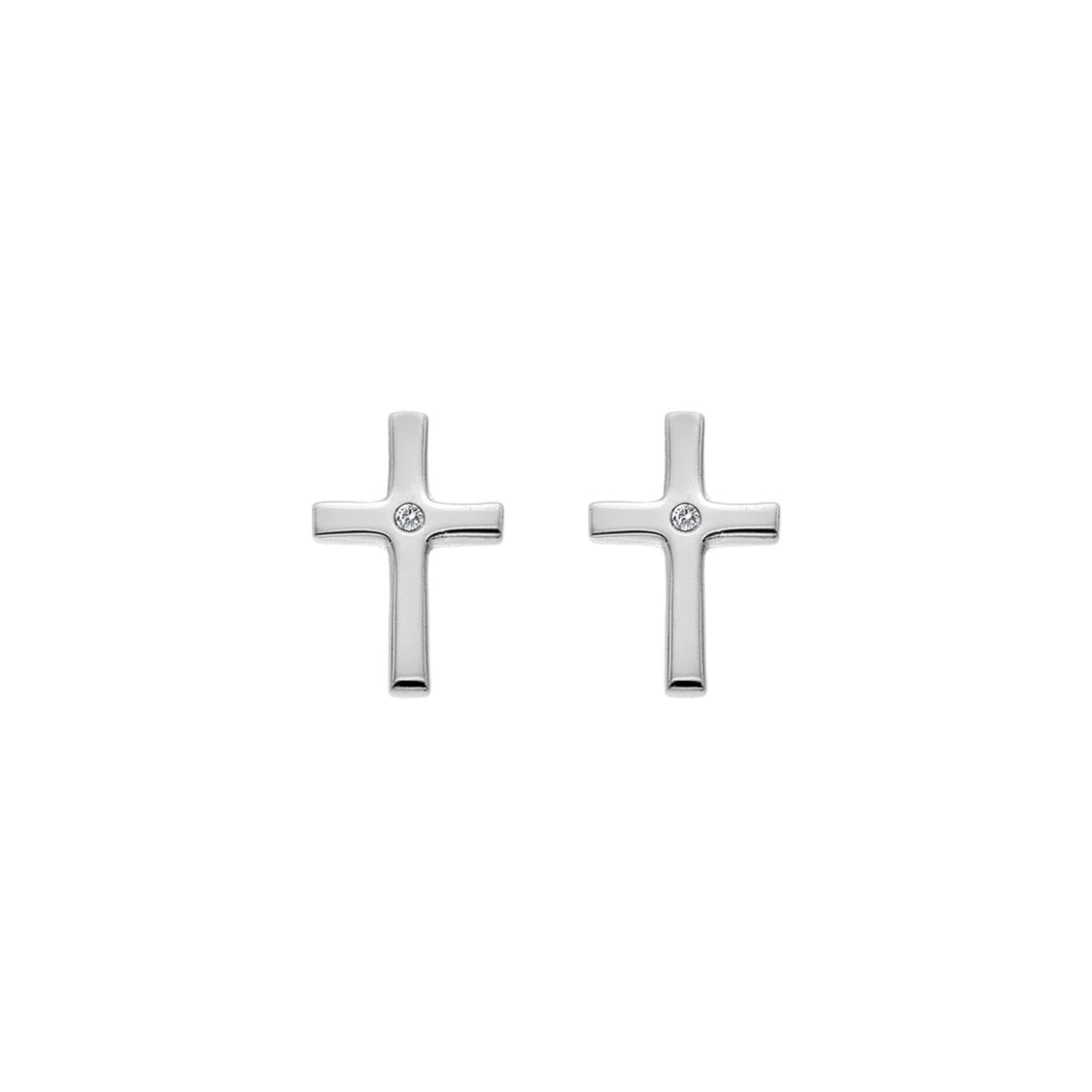 Silver Hot Diamonds Cross Earrings