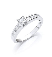 18ct White Gold Princess Cut Diamond 0.50ct Solitaire Ring