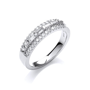 18ct White Gold Mixed Cut Diamond 0.50ct Half Eternity Ring