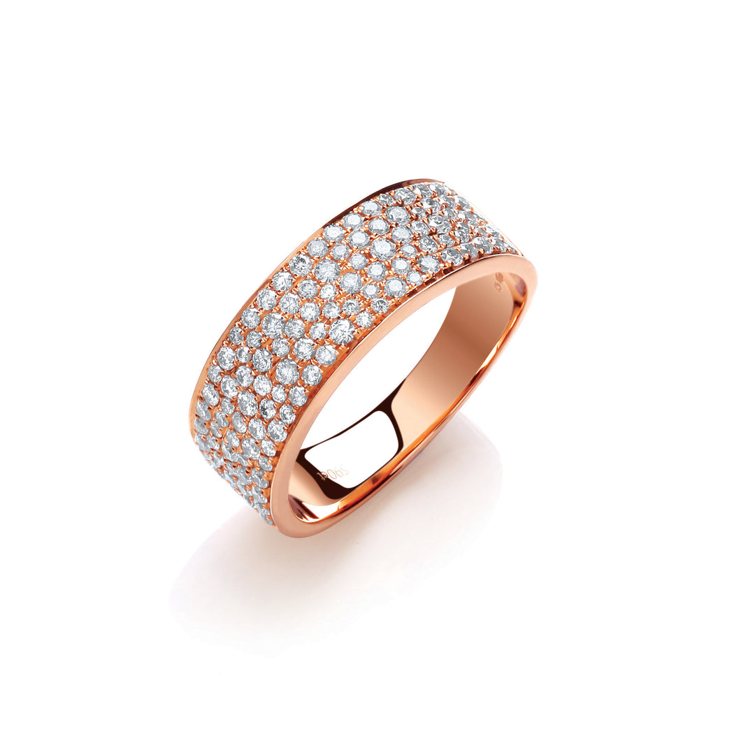 18ct Rose Gold Diamond 0.60ct Pave Set Ring