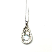 Load image into Gallery viewer, 18ct White Gold Diamond and Aquamarine pendant
