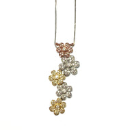 18ct Three Gold Diamond Flower Pendant