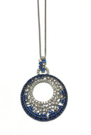 18ct White Gold Diamond and Sapphire large Pendant