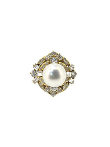 Sena Yellow Gold South Sea Pearl and Diamond Cocktail Ring