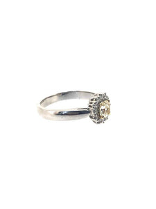 DGI Certified Fancy Light Yellow Diamond Cluster Ring