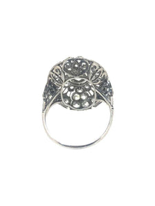 Art Deco Old Cut Diamond Cluster Ring in Platinum