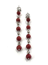 Load image into Gallery viewer, 1960s Natural Coral and Diamond Drop Earrings
