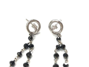 Black and White Diamond Drop Earrings