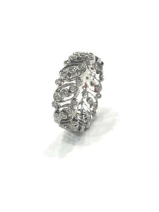 Edwardian Style Diamond Set Band Ring 18 Carat White Gold
