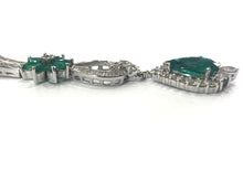 Load image into Gallery viewer, Emerald and Diamond Drop Necklace 18 Carat White Gold, 1960s
