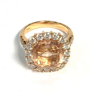 Rose Gold Morganite and Diamond Cluster Ring