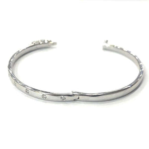 9 Carat White Gold Solid Hinged Diamond Bangle