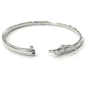 9 Carat White Gold Solid Hinged Diamond Bangle