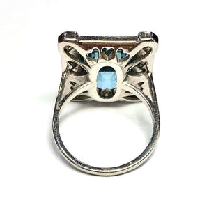 18 Carat White Gold Art Deco Aquamarine and Diamond Ring