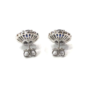 Large Edwardian Style Sapphire and Diamond Cluster Ear Studs