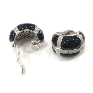 18 Carat White Gold Onyx and Diamond Earrings
