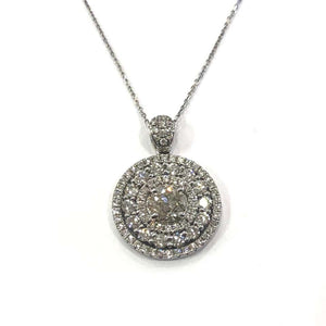 18 Carat White Gold Diamond Target Cluster Pendant