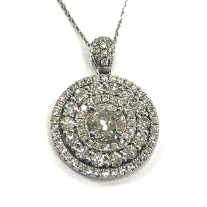 18 Carat White Gold Diamond Target Cluster Pendant