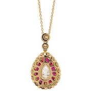 Load image into Gallery viewer, 18ct Yellow Gold Ruby &amp; Diamond Pendant, incl chain
