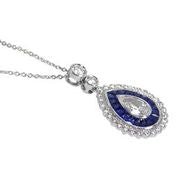 Load image into Gallery viewer, 18ct White Gold Sapphire &amp; Diamond Pendant, incl chain
