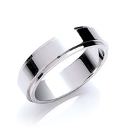 Flat Court Step Cut Wedding Ring