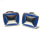 Silver and Enamel Hinged Cufflinks