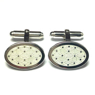 Silver and Enamel Hinged Cufflinks