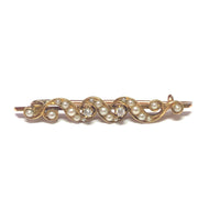 Victorian 18ct Seed Pearl and Diamond Brooch