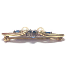 Load image into Gallery viewer, Sapphire and Culture Pearl Brooch
