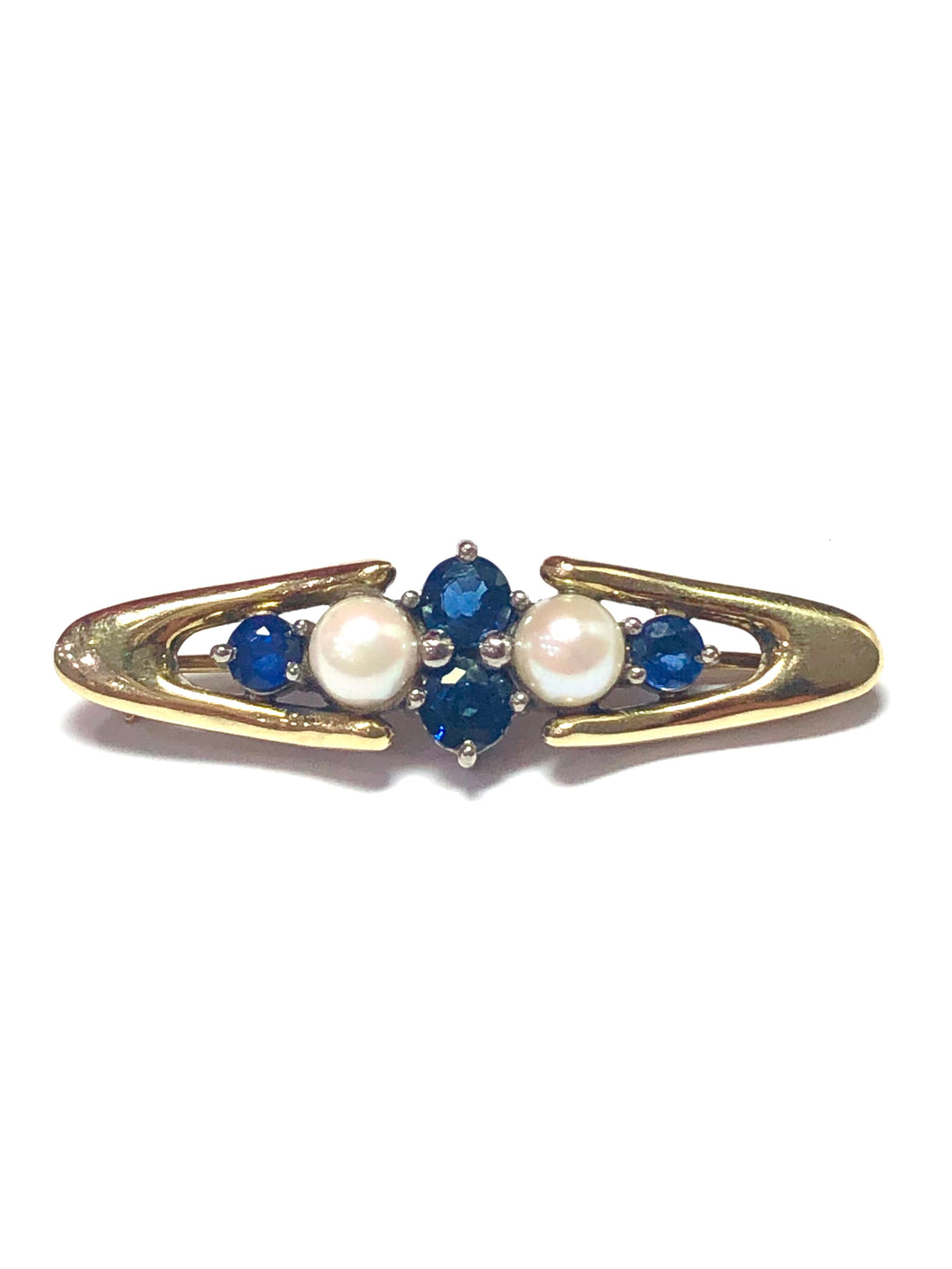Sapphire and Culture Pearl Brooch