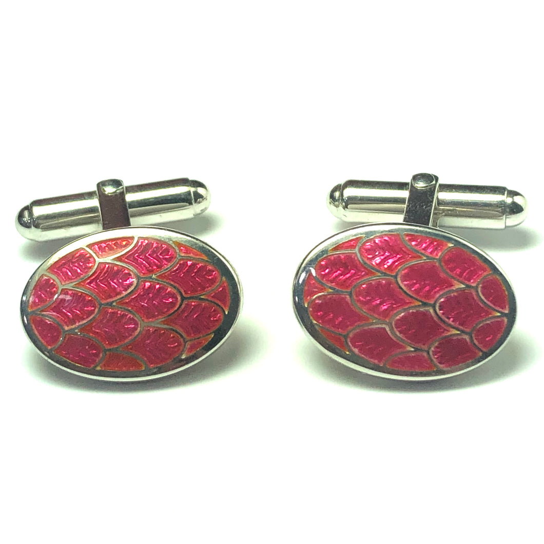Silver and Enamel Hinged Cufflinks