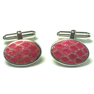 Silver and Enamel Hinged Cufflinks