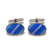 Silver and Enamel Hinged Cufflinks