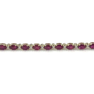 18 Carat Yellow Gold Ruby and Diamond Line Bracelet