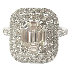 18 Carat White Gold Baguette Diamond Cluster Ring