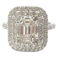 18 Carat White Gold Baguette Diamond Cluster Ring