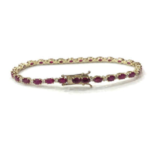 18 Carat Yellow Gold Ruby and Diamond Line Bracelet