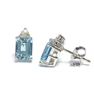 18 Carat White Gold Aquamarine and Diamond Stud Earrings