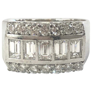 14 Carat White Gold Diamond Unisex Chunky Ring
