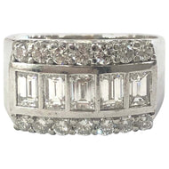 14 Carat White Gold Diamond Unisex Chunky Ring