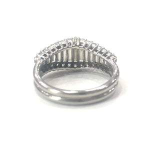 18 Carat Gold Triple Row Baguette and Round Diamond Half Eternity Band Ring