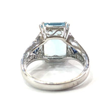Load image into Gallery viewer, 18 Carat White Gold Aquamarine, Sapphire and Diamond Ring
