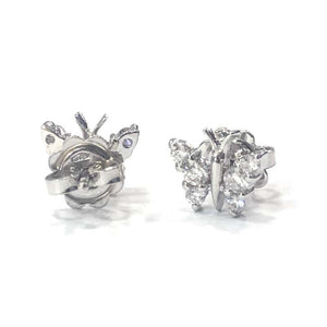 18 Carat White Gold Diamond Butterfly Stud Earrings