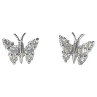 18 Carat White Gold Diamond Butterfly Stud Earrings