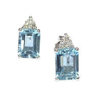 18 Carat White Gold Aquamarine and Diamond Stud Earrings