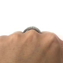 Load image into Gallery viewer, 18 Carat Gold Triple Row Baguette and Round Diamond Half Eternity Band Ring
