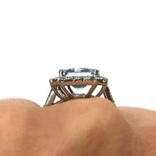Load image into Gallery viewer, 18 Carat White Gold Aquamarine and Diamond Cluster Ring
