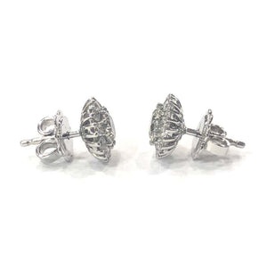 18 Carat White Gold Diamond Cluster Stud Earrings
